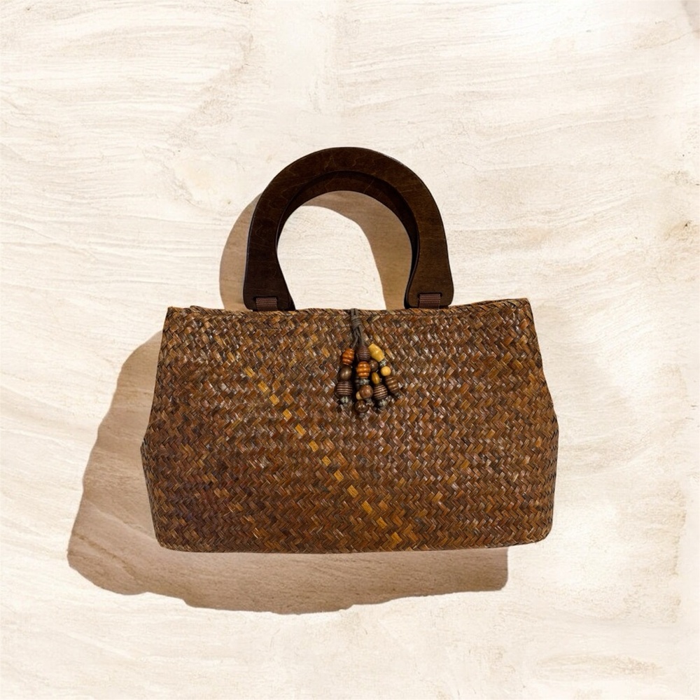 Elegant Brown Woven Handbag